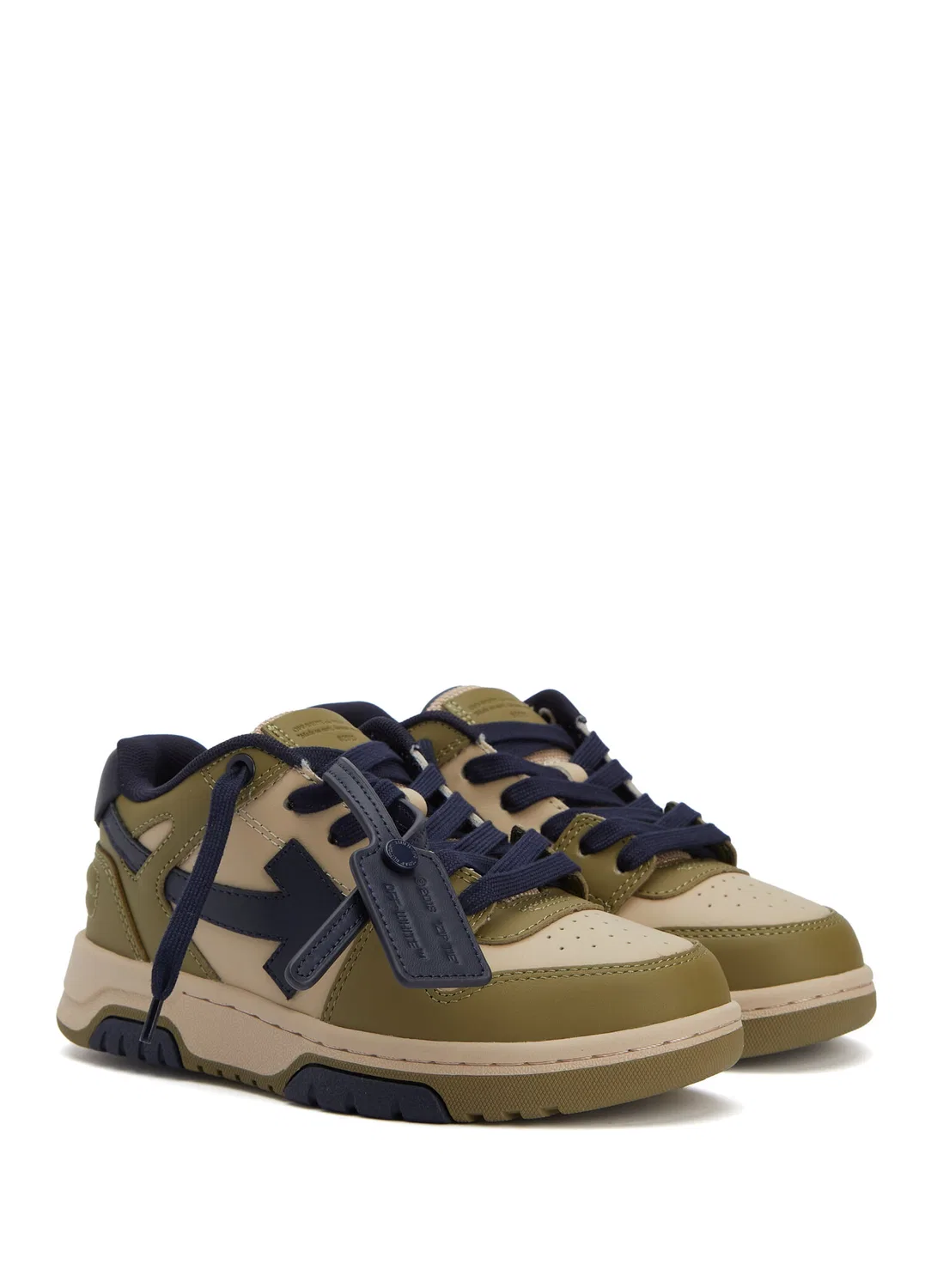 Сникерсы Off-White, green-beige — фото 2