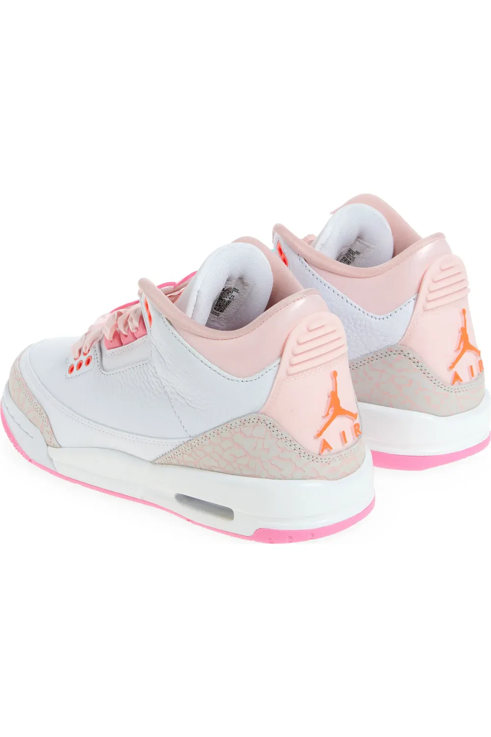 Детские баскетбольные кроссовки ретро Air Jordan 3 Jordan, Pearl Pink/Hyper Orange — фото 2