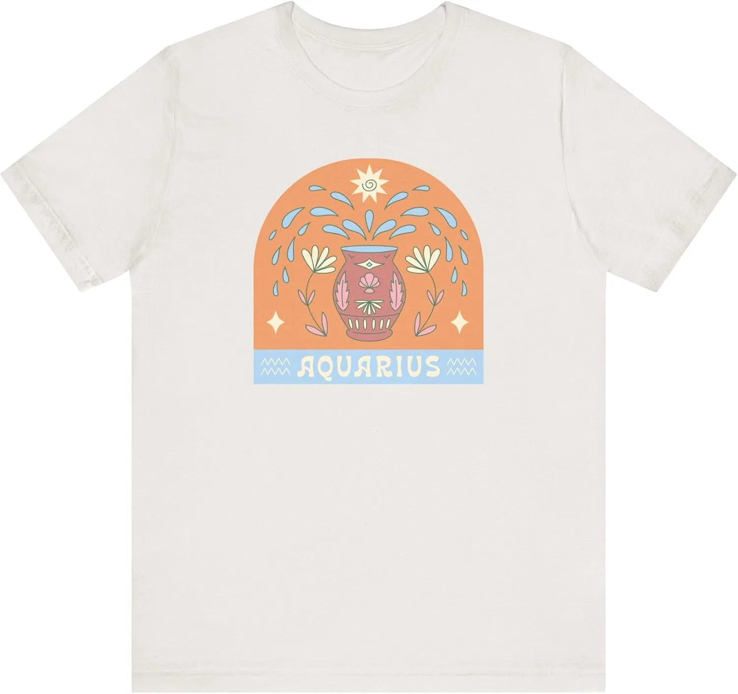 Футболка с зодиакальным принтом Водолей Bella Canvas 3001, Vintage White