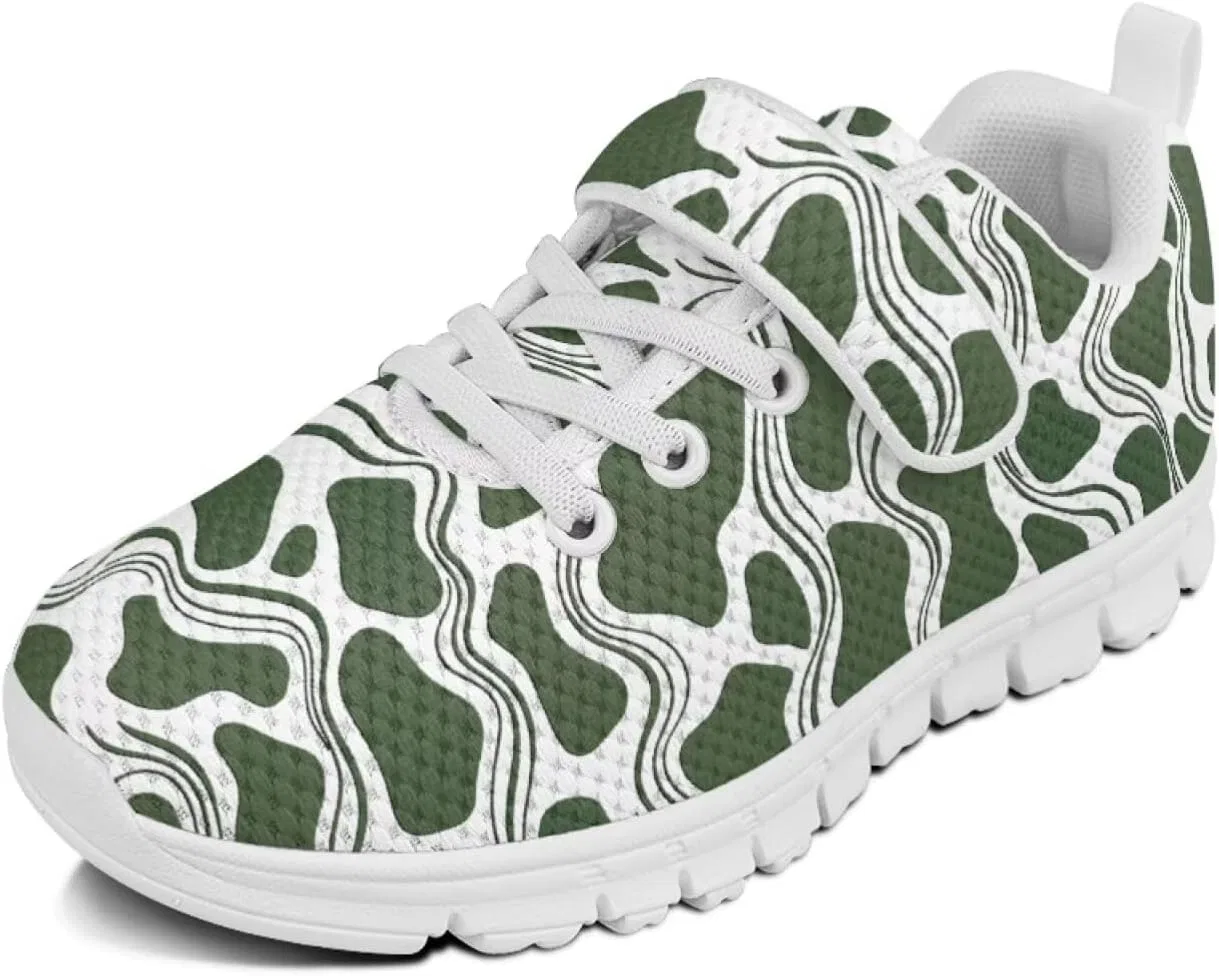 Детские кроссовки с принтом коровы Howilath, Green Cow Print