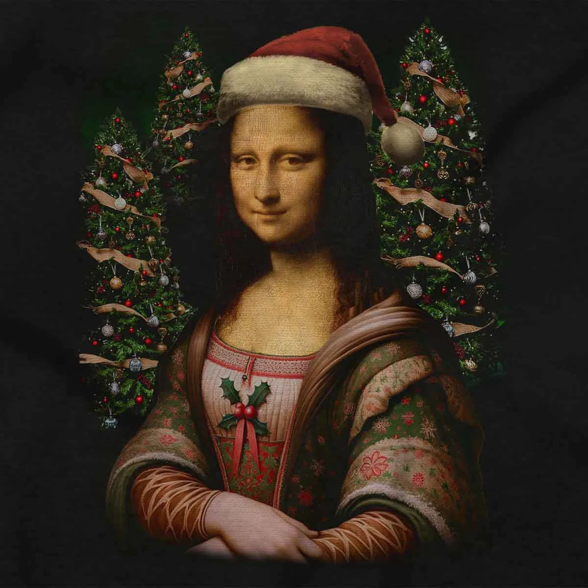 Детский боди-комбинезон для мальчиков и девочек с принтом Christmas Mona Lisa Santa Claus Brisco Brands, Black — фото 2