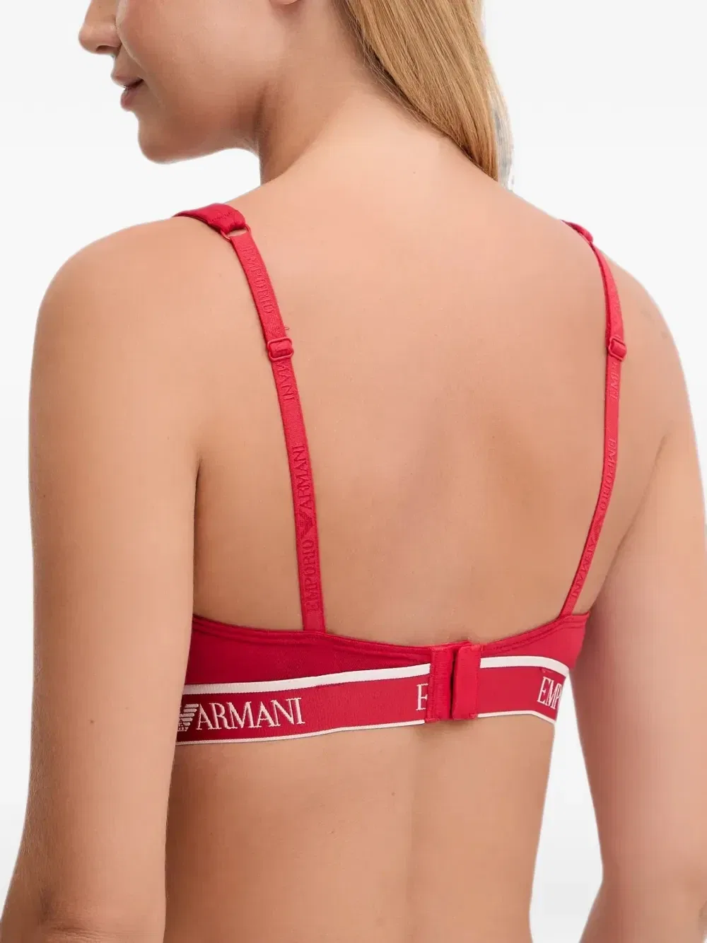 Бюстгальтер-треугольник с логотипированной лентой Emporio Armani, красный — фото 2