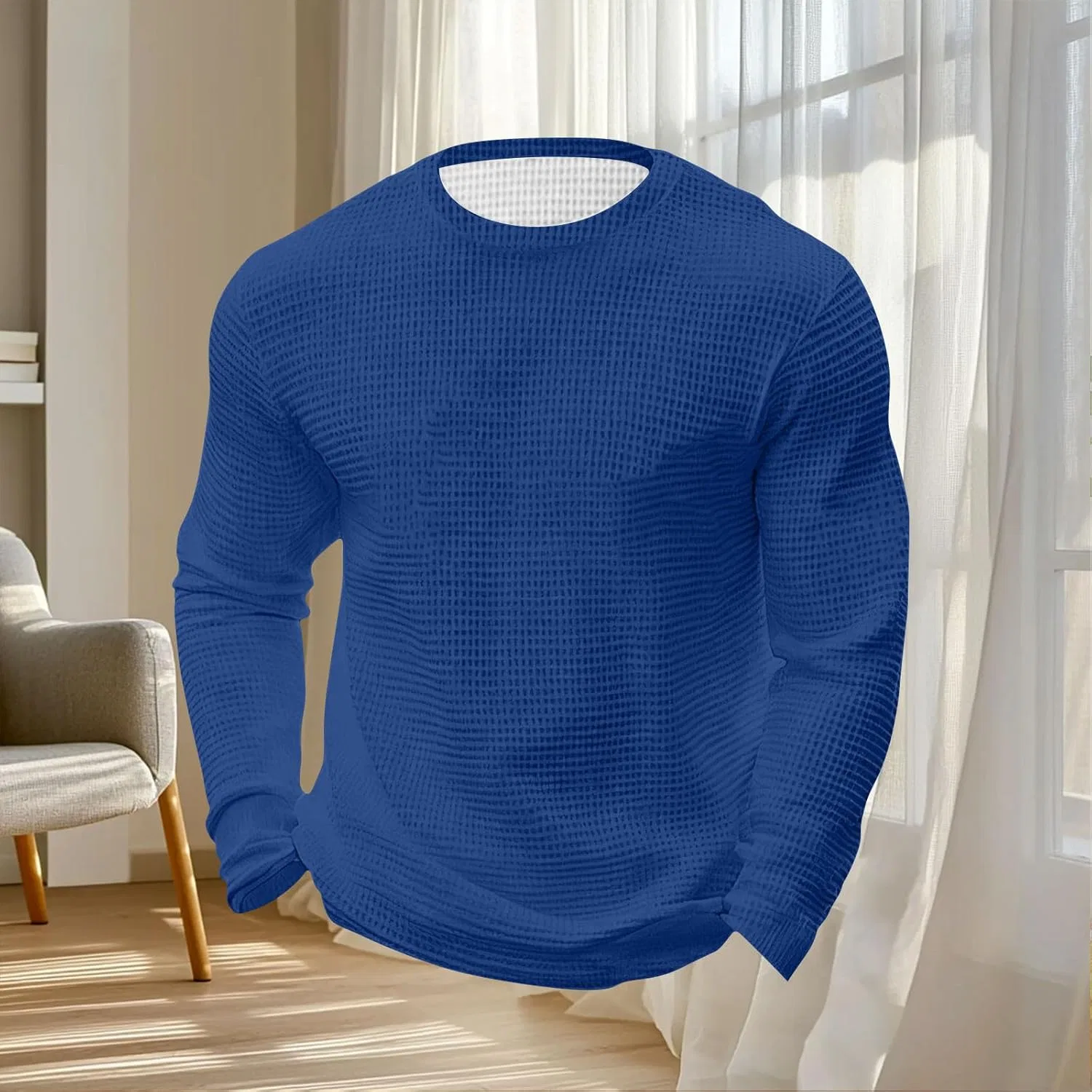 Мужская термофутболка с вафельным переплетением Slim Fit, Blue — фото 4