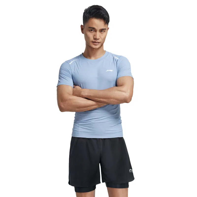 Детский комплект из футболки с коротким рукавом и шорт, Li-Ning, Blue/Black — фото 4