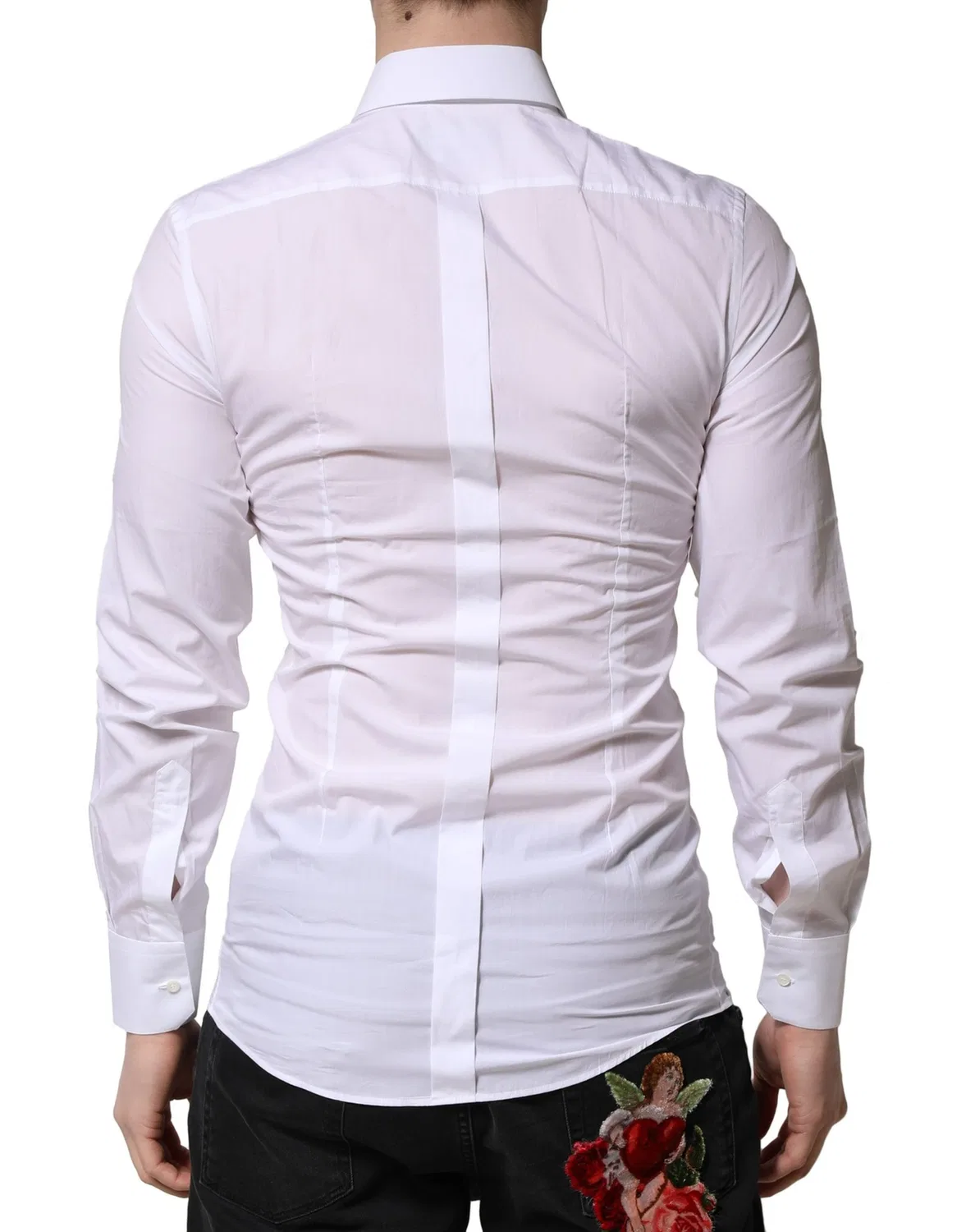 Мужская рубашка с вышивкой золотой короны и пчелы GOLD dress shirt Dolce & Gabbana, White