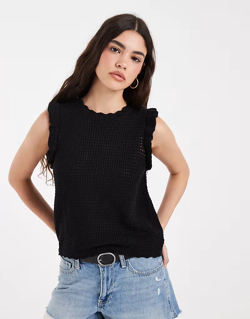 Топ-майка Levi's Lulu с рукавами-крылышками, черный — фото 4