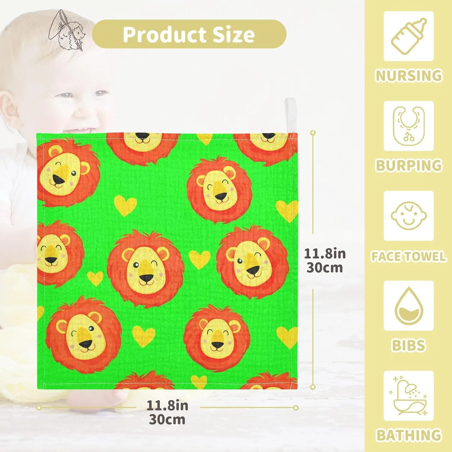 Махровая салфетка для лица из муслина 30x30 см, 5 штук, JUMBEAR — фото 3