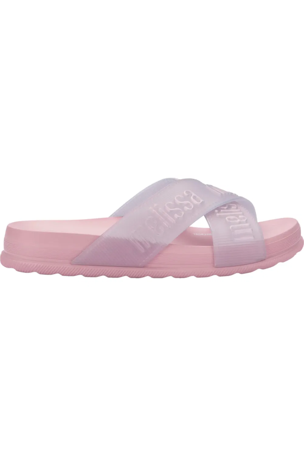 Детские сандалии-слайды с перекрестными ремешками Cozy Cross Strap Slide Mini Melissa, Pink/Pearly — фото 2