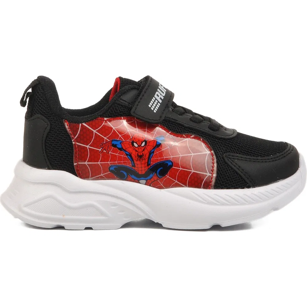 Детские спортивные кроссовки с сеткой и липучками Black Red Aspor