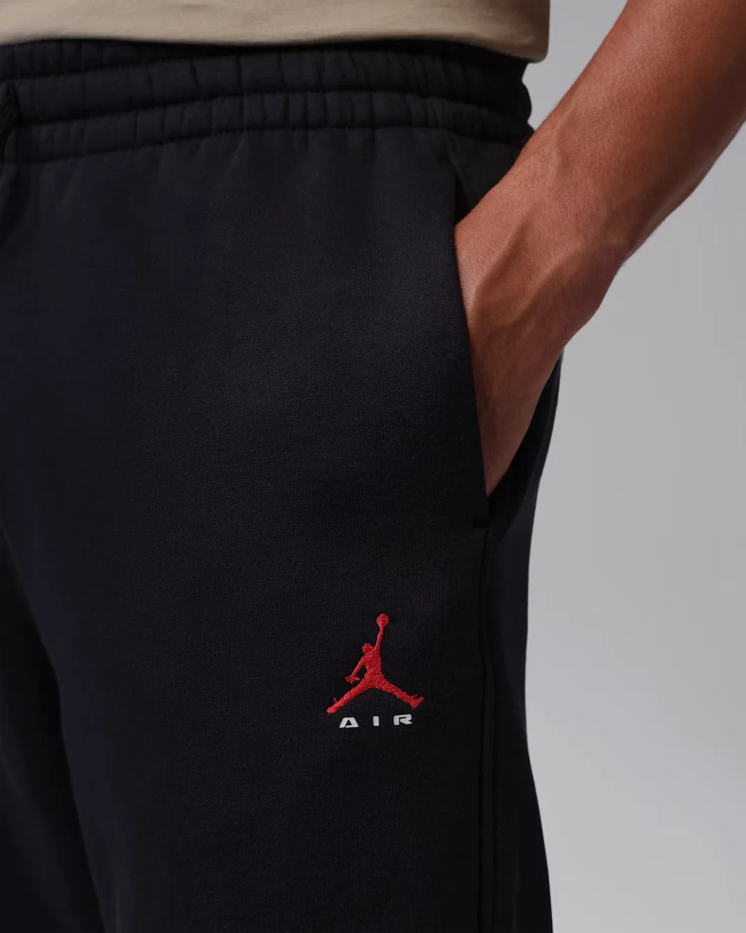 Мужские флисовые брюки с открытым низом от Statement Jordan Brooklyn, Black/Black/University Red — фото 3