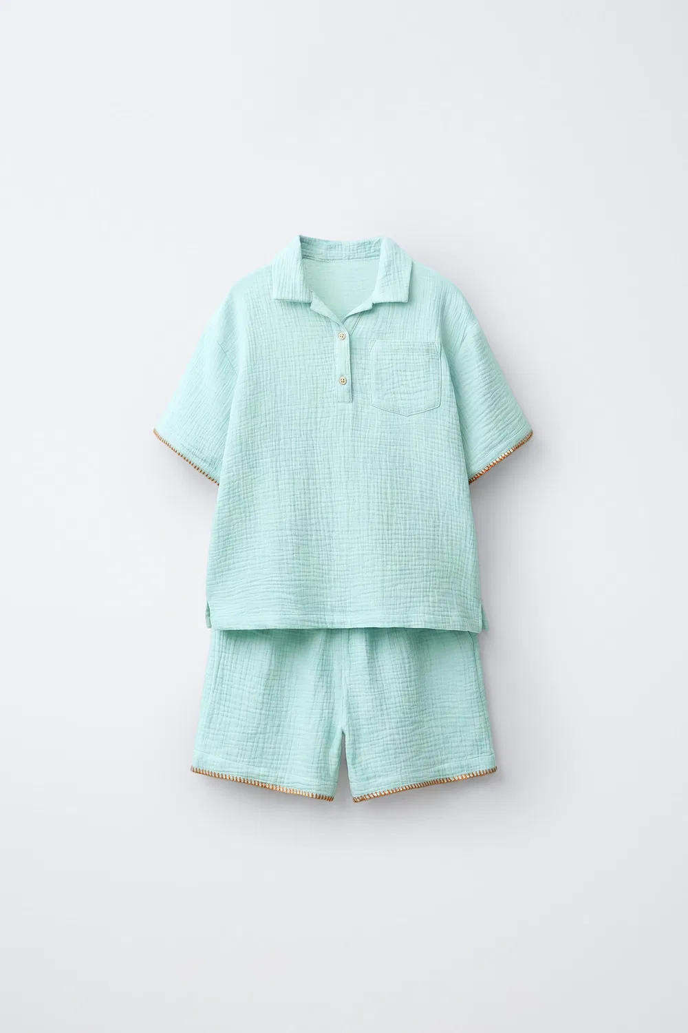 Пижама с текстурированной поверхностью, 2-6 лет, с карманом ZARA, Sea Green