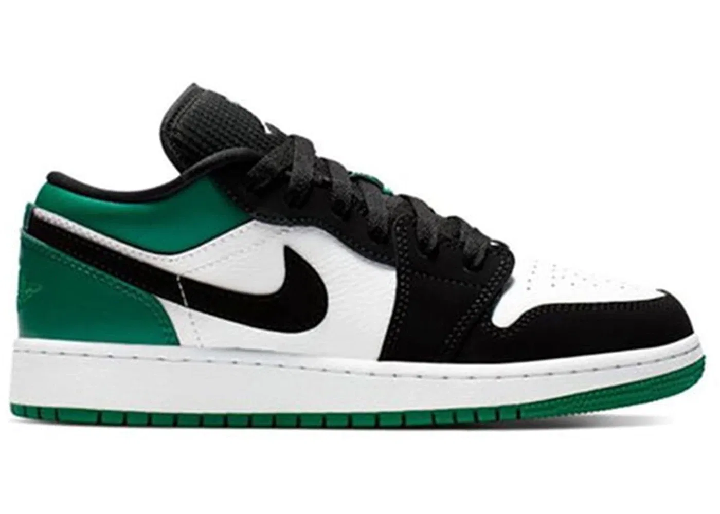 Детские кроссовки с кожаным верхом Jordan 1 Low, White/Black/Mystic Green