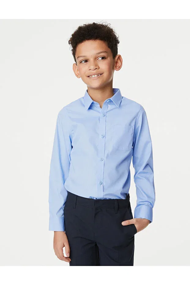 Детский комплект рубашек для мальчиков с длинным рукавом Marks & Spencer, Blue — фото 2