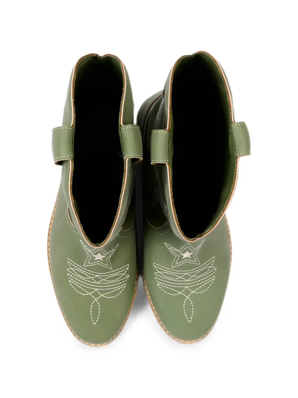 Вышитые кожаные сапоги Stella Mccartney Kids, зеленый — фото 3