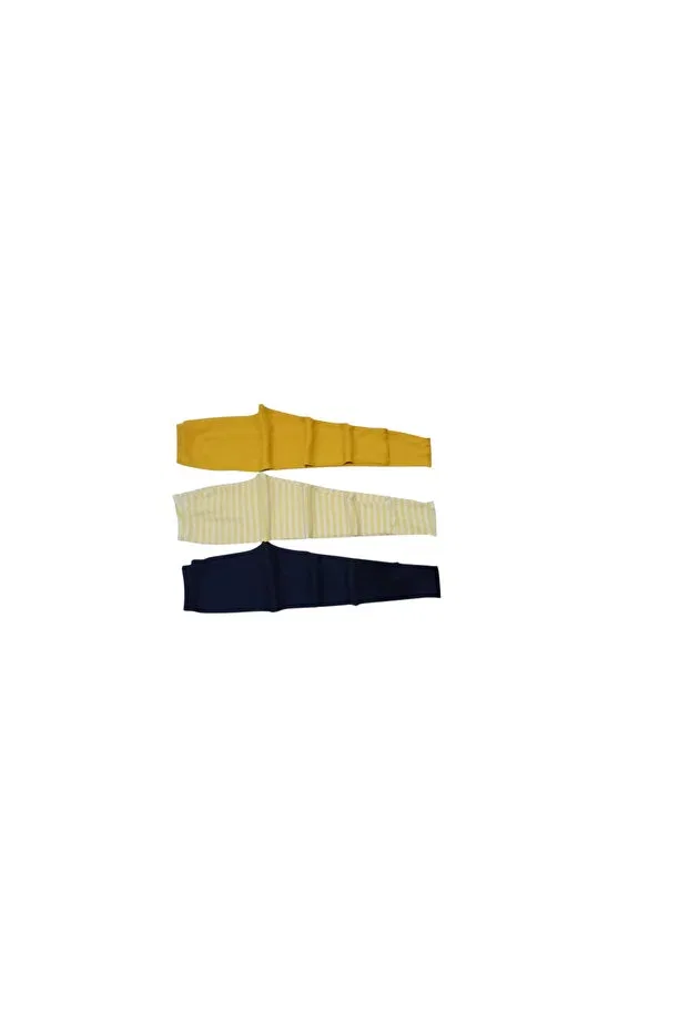 Детские леггинсы для девочек хлопковые Fun Kids, Yellow-Navy Blue-Striped — фото 2