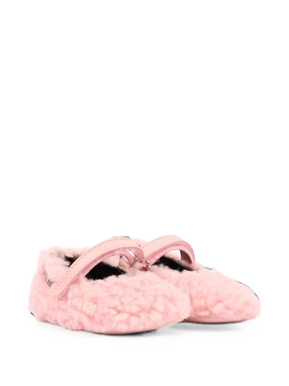 Балетки с сенсорным ремешком с эффектом овчинки Moschino Kids, розовый