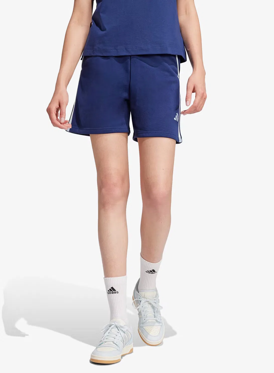 Шорты из футера с принтом Essentials color pop Adidas, темно-синий