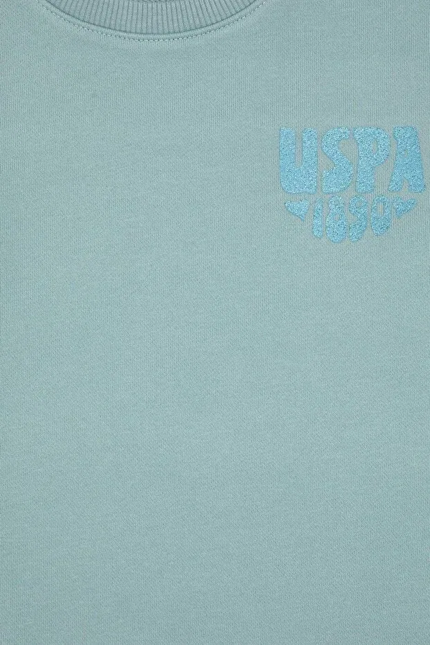 Детские свитшот для девочек с принтом Mint Silvery Print U.S. Polo Assn., Mint — фото 4