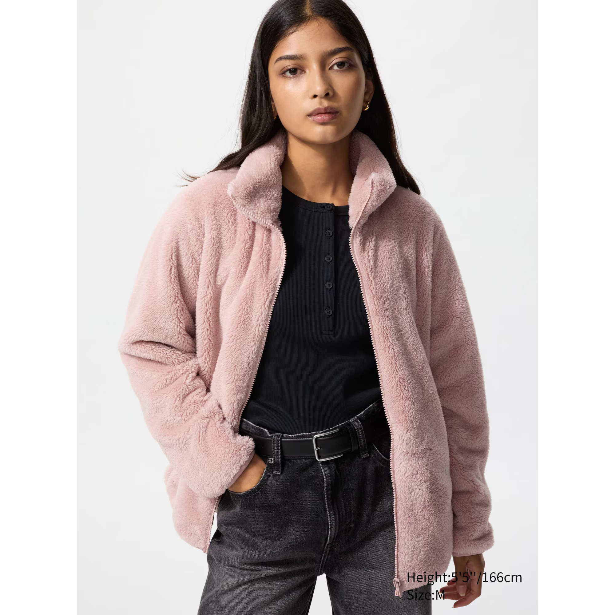 

Пушистая флисовая куртка на молнии Uniqlo, 12 розовый