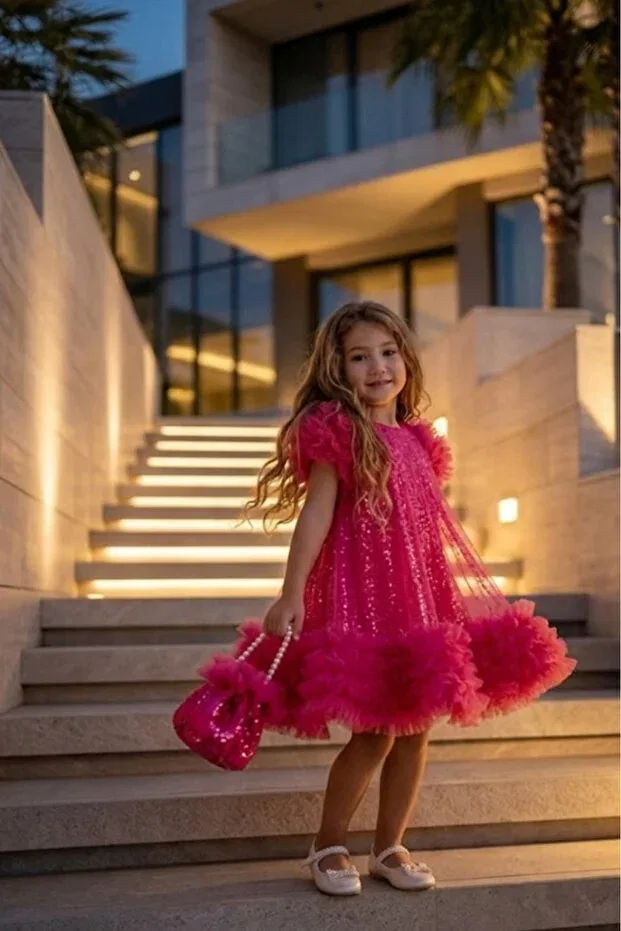 Детское вечернее платье для девочек расшитое пайетками Eray Kids, Pink — фото 3