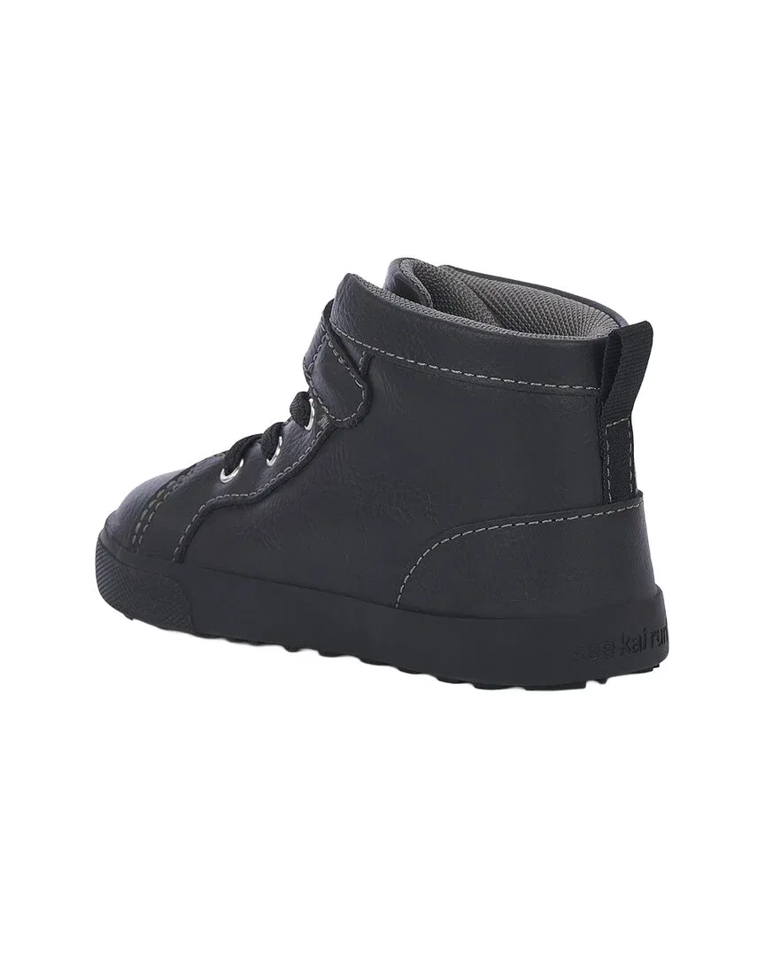 Детские кожаные ботинки на липучках Hudson Leather Fashion Boot See Kai Run, черный — фото 3
