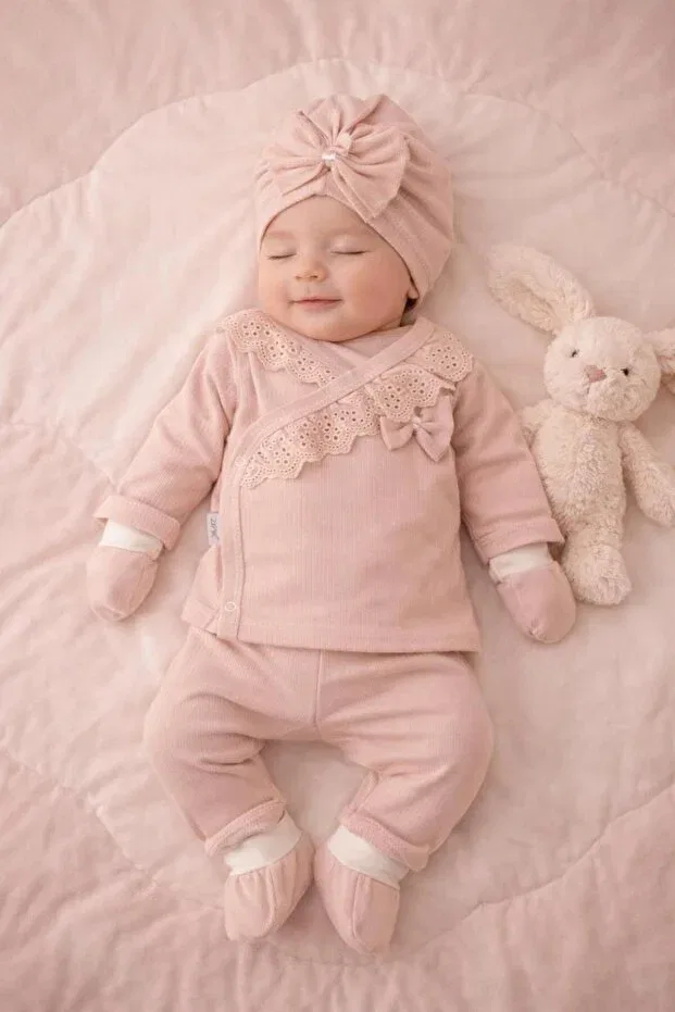 Детский комбинезон для новорожденных хлопковый 5 предметов Bys Baby Fashion, Powder