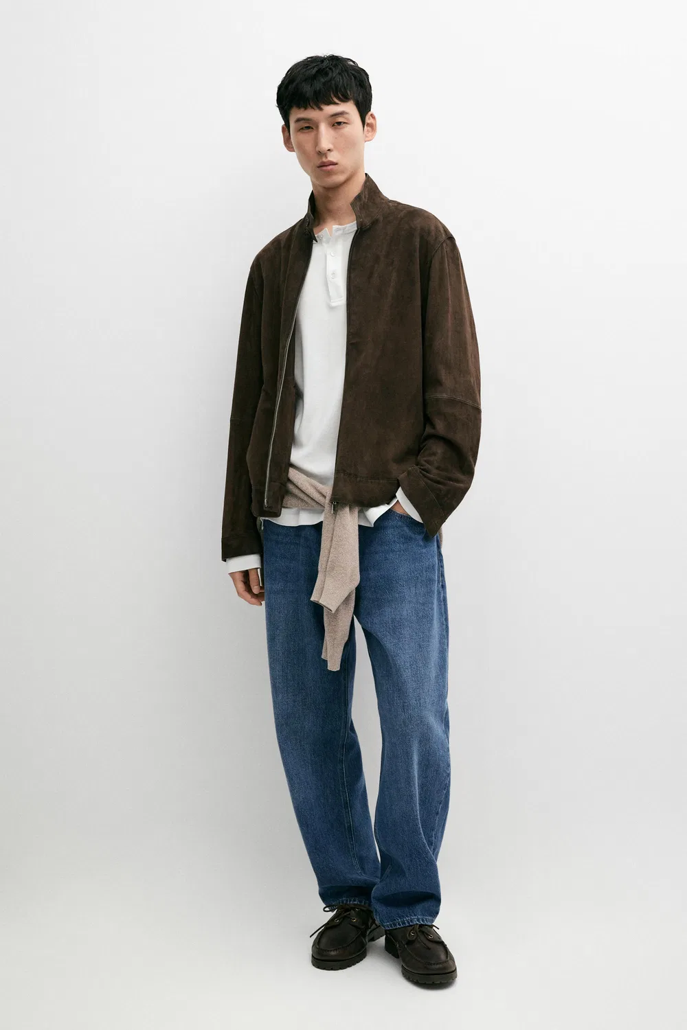 Куртка Massimo Dutti, из замшевой кожи, шоколадный