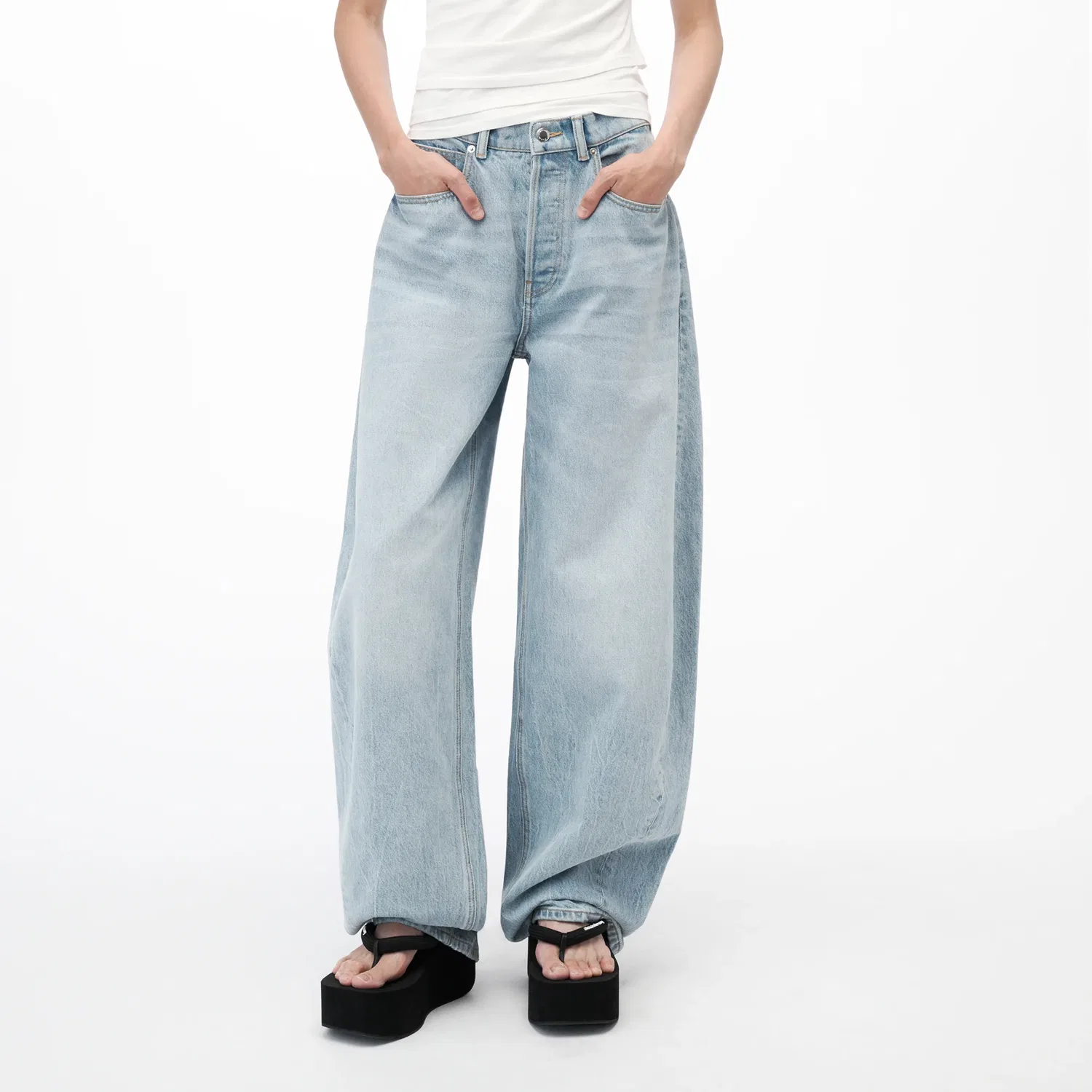 Женские джинсы широкого кроя Alexander Wang, Blue — фото 3