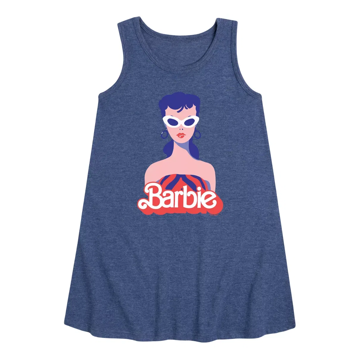 Детское платье-трапеция без рукавов Barbie Retro Swimsuit, Heather Navy