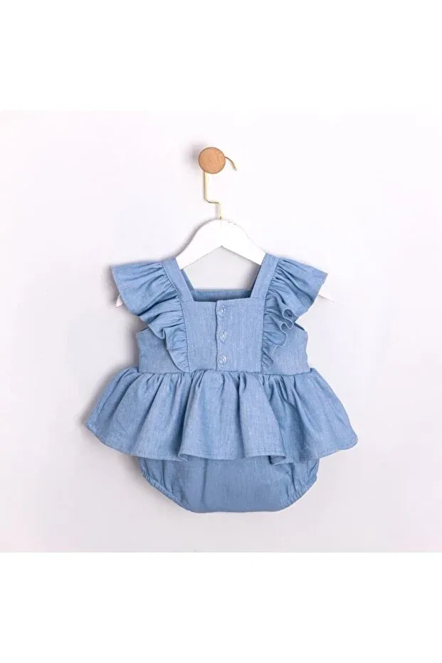 Детский комбинезон для девочек джинсовый с принтом Pitababy, Blue — фото 3
