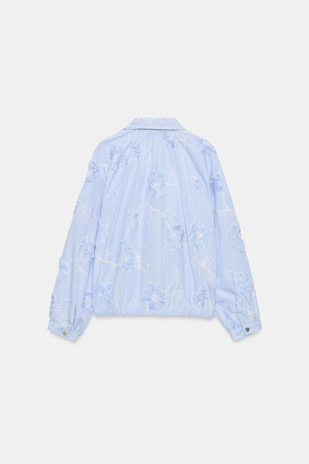 Рубашка с текстурированной цветочной вышивкой ZARA, Blue/White — фото 4