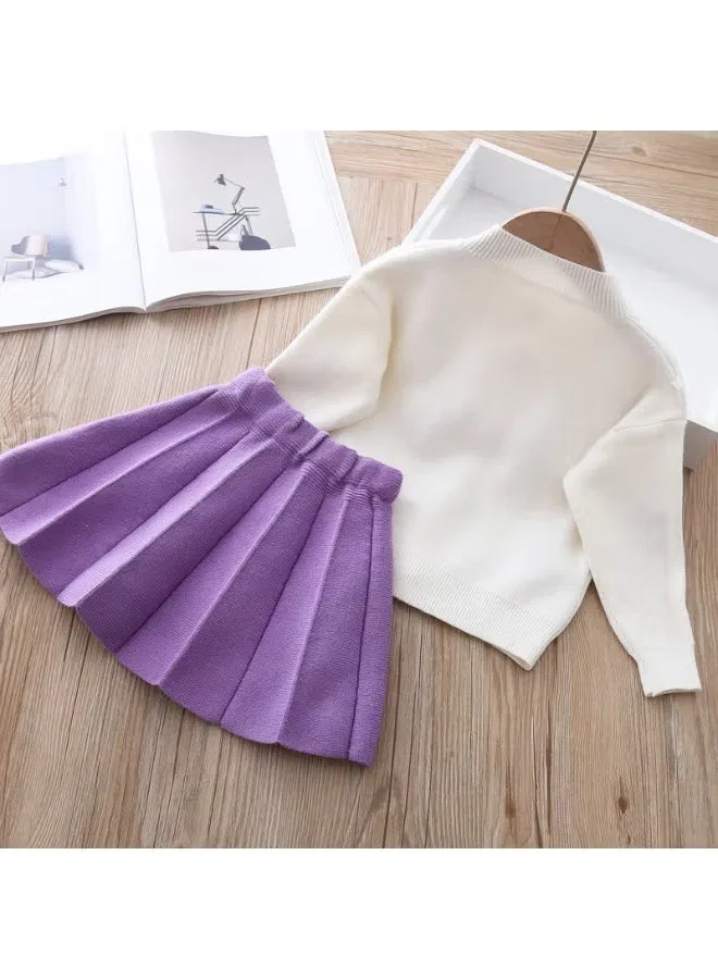 Комплект вязаный с вышивкой фруктов, модель Fruit Embroidery Cardigan & Pleated Skirt Set, Ayada Home — фото 3