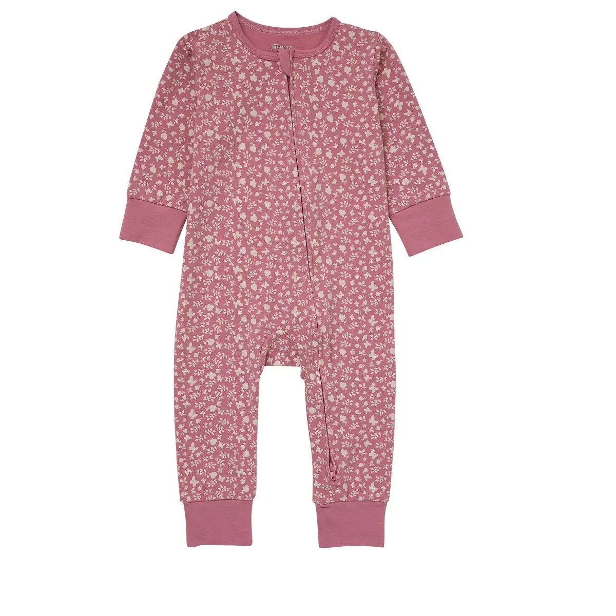 Детский боди-комбинезон с длинным рукавом Sleep N' Play Hanes, Pink Butterflies
