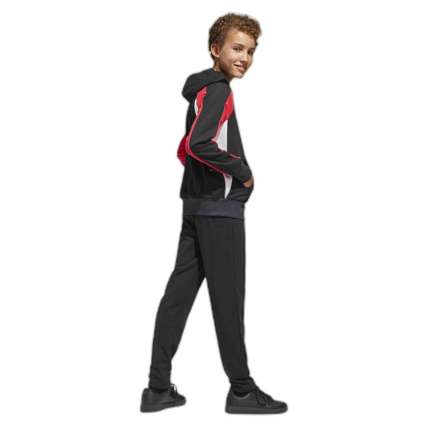 Детский спортивный костюм с цветными вставками Colorblock FT Tracksuit Adidas, Schwarz — фото 4
