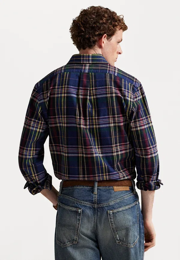 Рубашка с клеткой Custom fit plaid oxford shirt Polo Ralph Lauren, темно-синий Wine Multi — фото 3