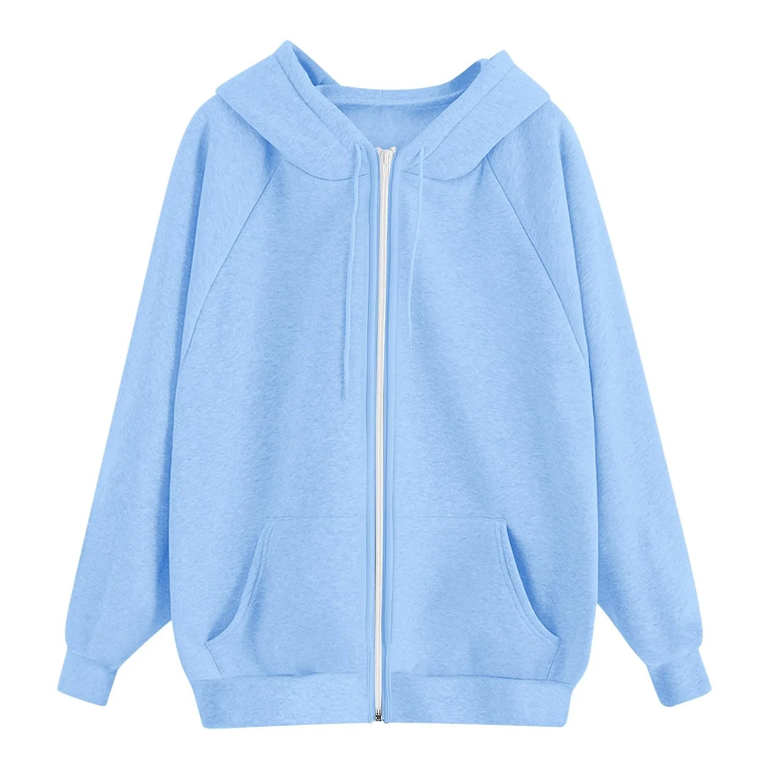 Женская худи с длинным рукавом Oversized Slim Casual Zip Hoodie, Blue Sky