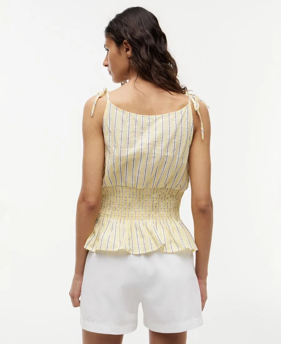 Топ с текстурной сборкой и завязками на плечах Tommy Hilfiger, Light Quartz Stripe Cream — фото 4