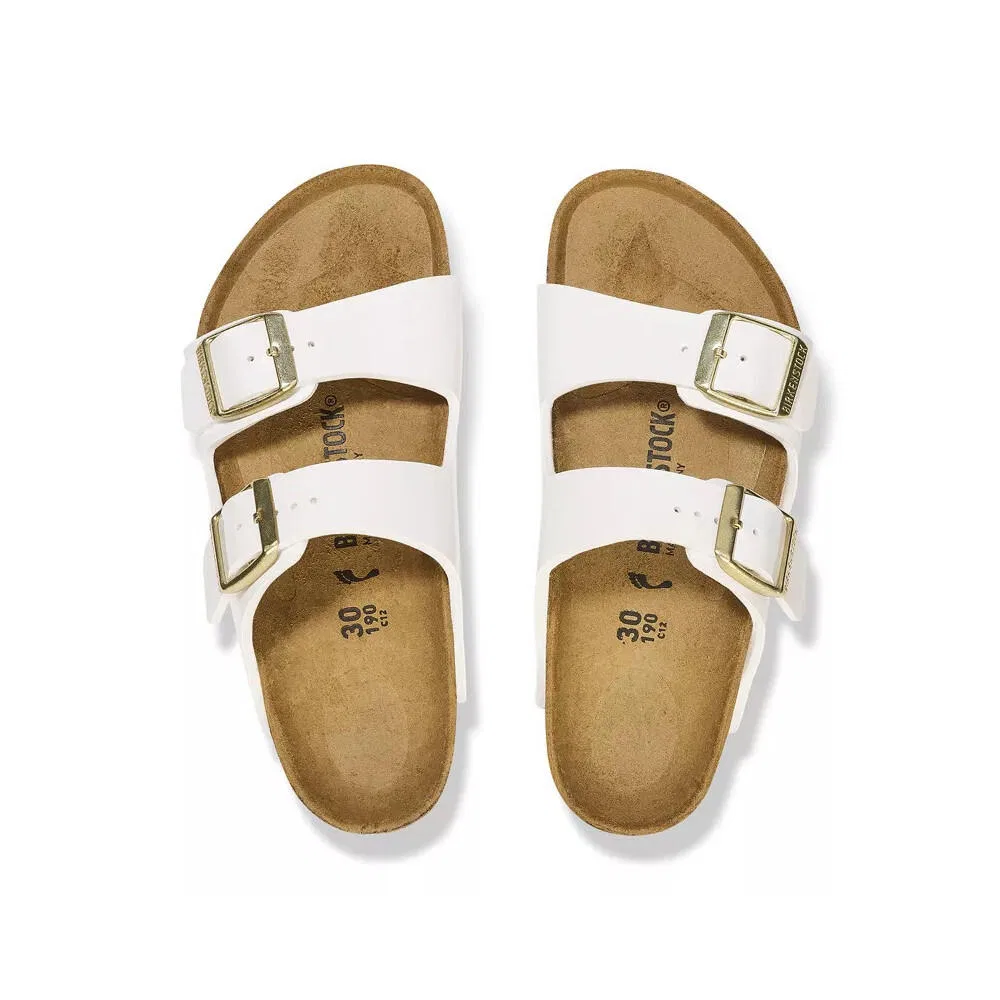 Детские сандалии-вьетнамки с двумя ремешками Arizona Kids Birkenstock, Patent White — фото 3