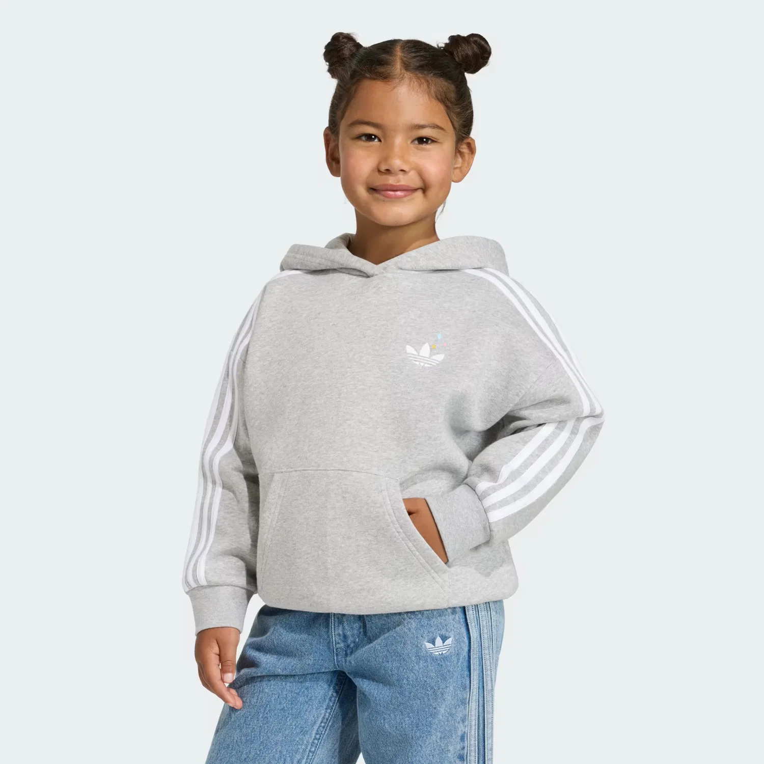 Детское худи оверсайз на молнии Care Bears Adidas Originals, серый меланж