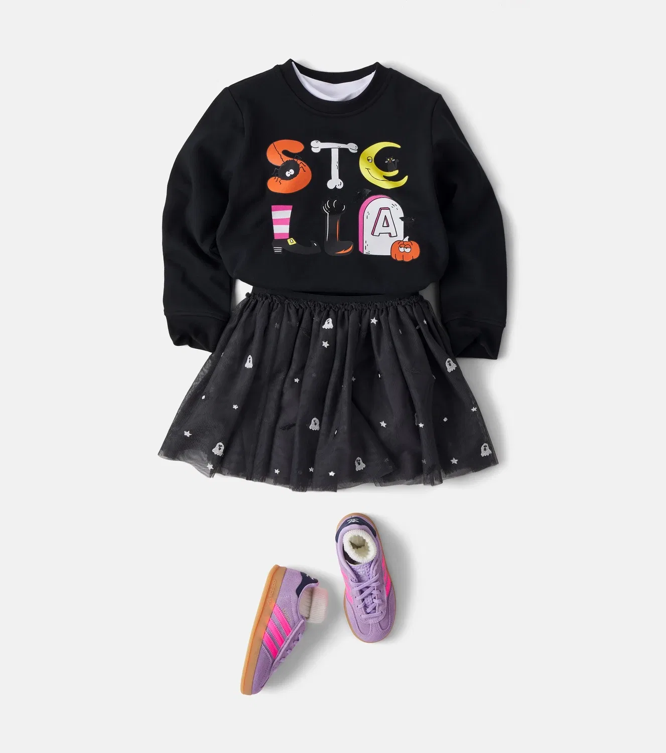 Свитшот хлопковый с принтом Stella Mccartney Kids, черный — фото 2
