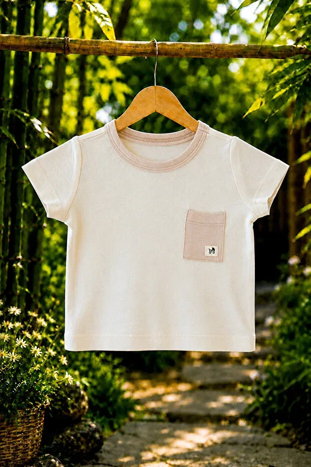 Детская пижамная футболка с коротким рукавом Mimu Baby, Beige