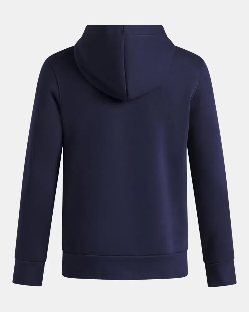 Худи на мальчика из ультрамягкого флиса с карманом-кенгуру UA Icon Fleece UnderArmour, Midnight Navy/White — фото 2