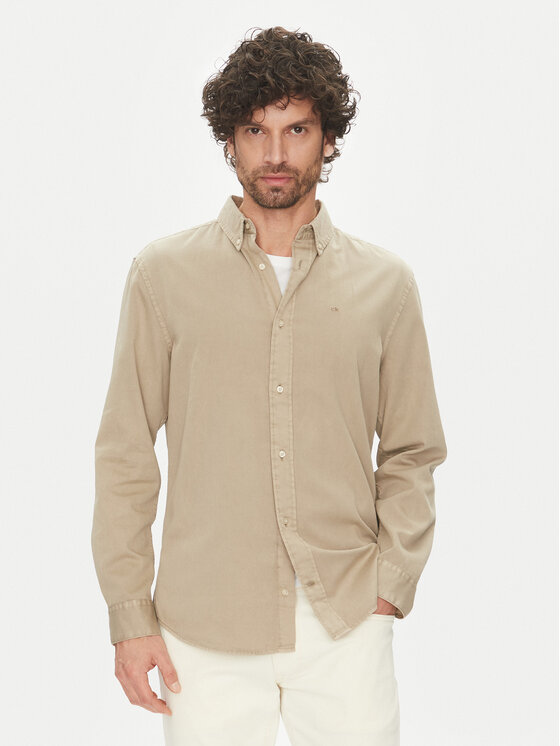 

Рубашка удобного кроя K10K114200 Calvin Klein, бежевый