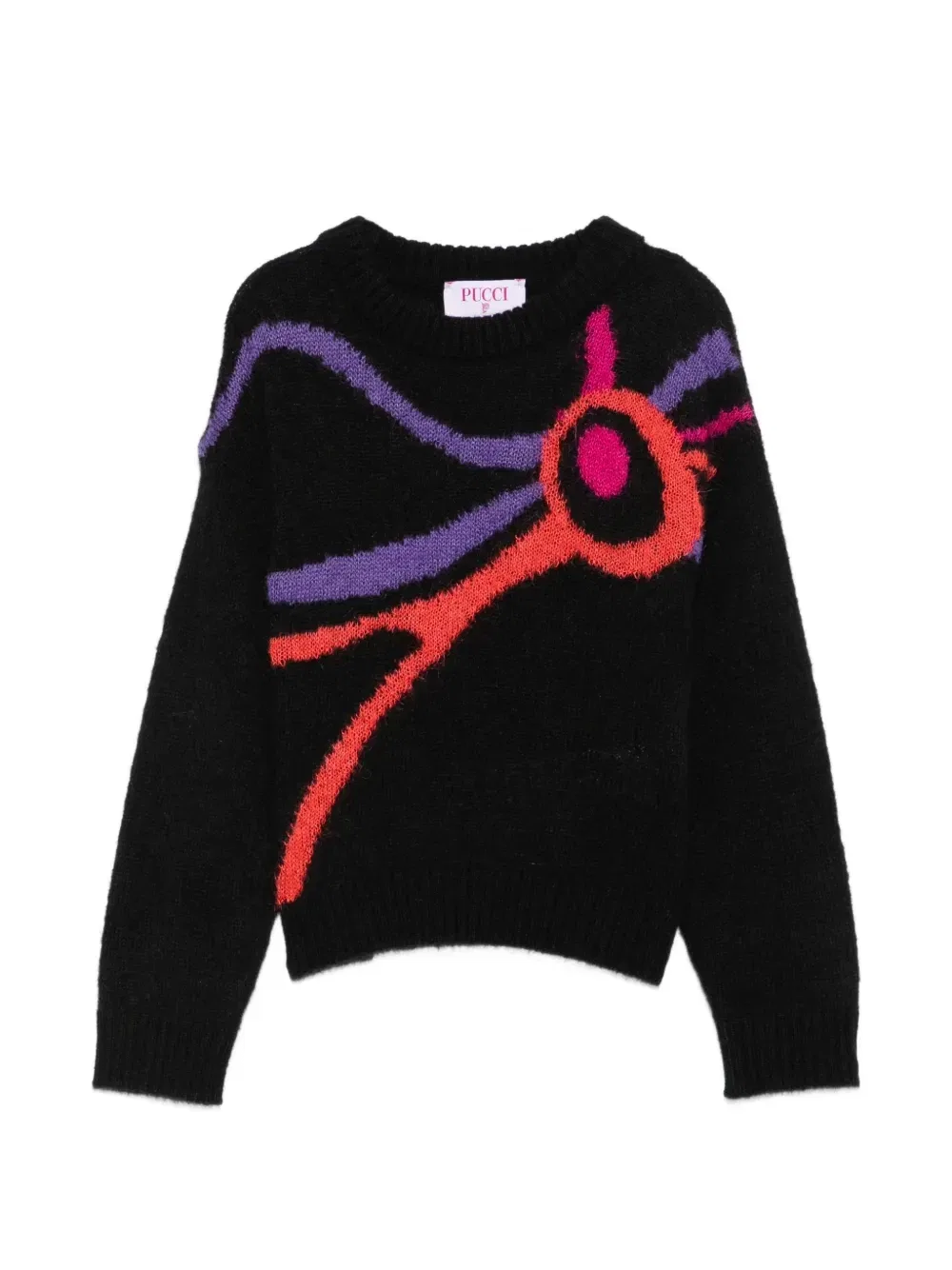 Вязаный свитер с абстрактным узором Pucci Junior, черный