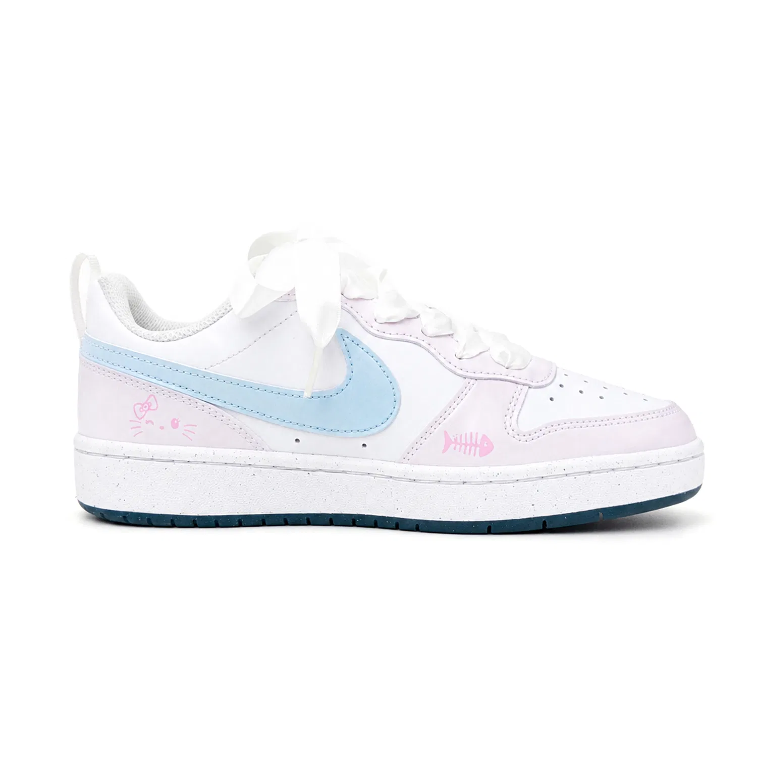 Детские скейтборд-кроссовки с принтом кота Court Borough, Nike, Pink/Light Blue/White — фото 3