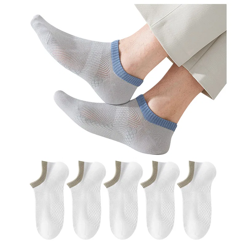 Детские носки-невидимки 5 пар, черный 2+Темно-серый 2+Светло-серый, MIIOW — фото 4