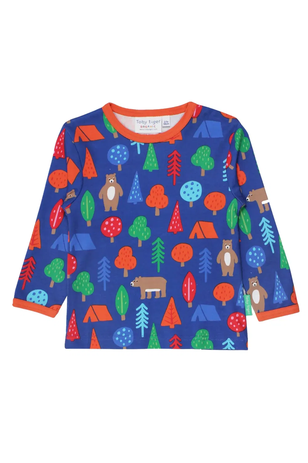 Детская футболка с длинным рукавом с принтом Camping Bear Toby Tiger, Blue — фото 2