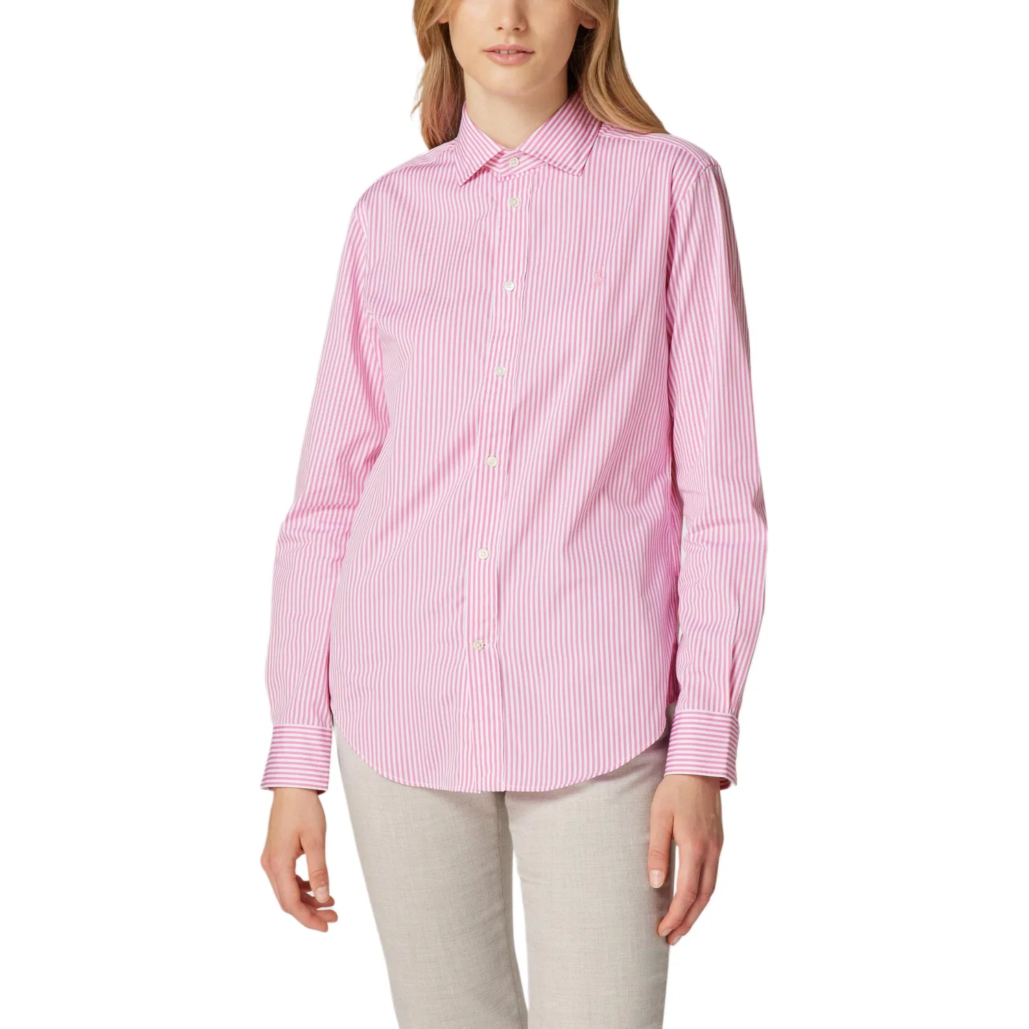 Женская рубашка-поло с длинным рукавом Polo Ralph Lauren, Pink — фото 4