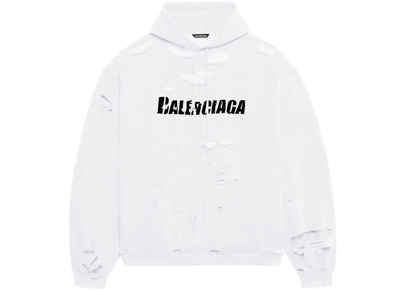 Мужской худи оверсайз со сквозными потертостями Balenciaga, White/Black