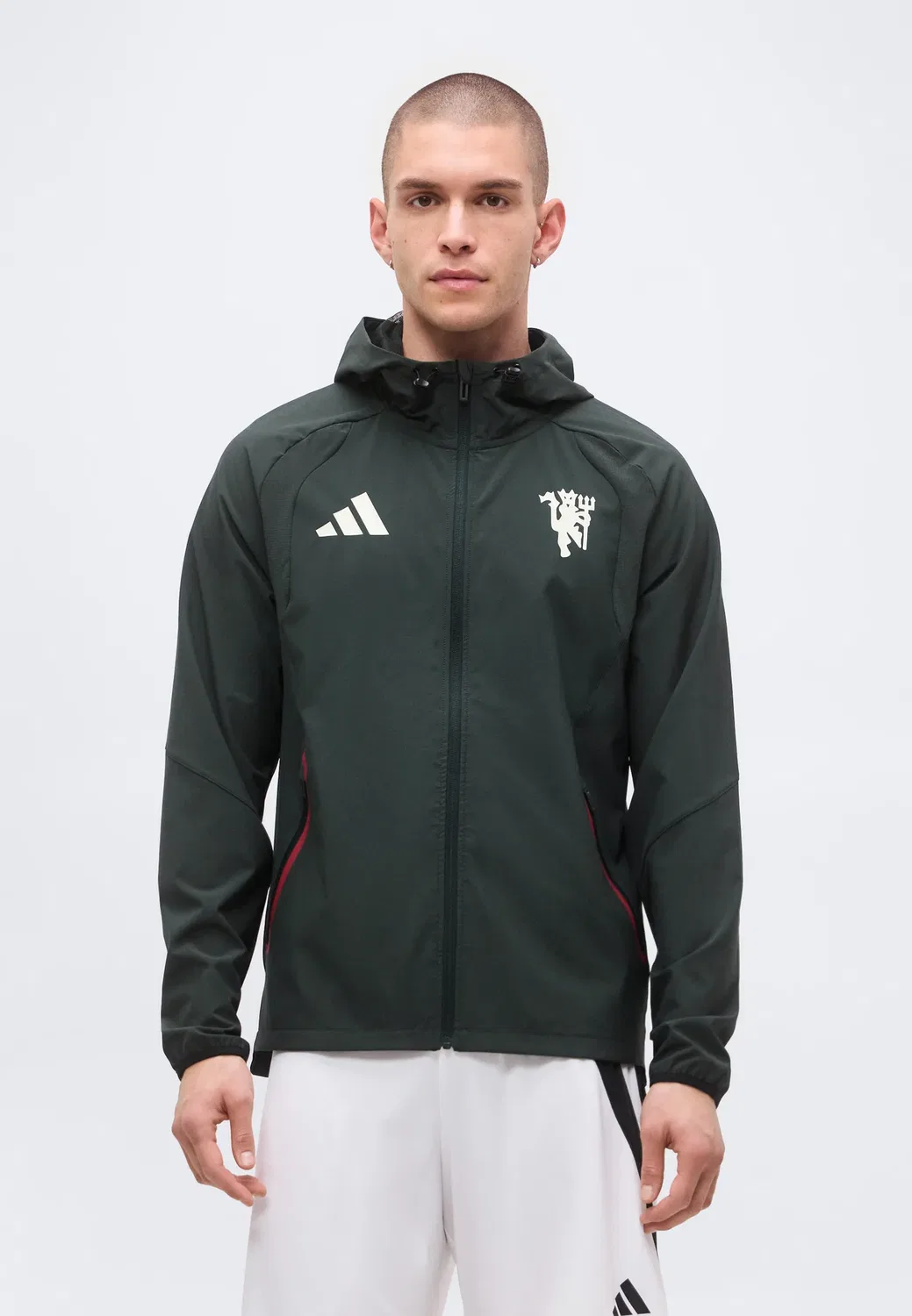 Футболка Manchester United Tiro Travel на молнии - клубная одежда Adidas Performance, Jungle Ink